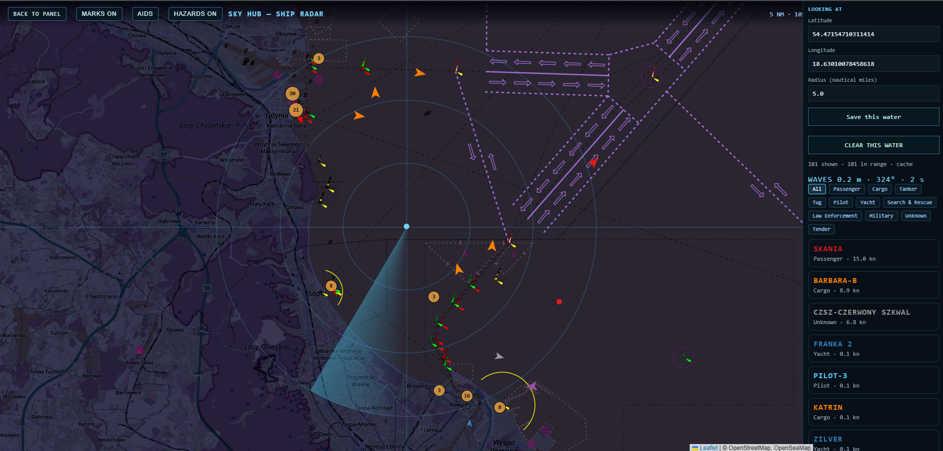 Sky Hub Ship Radar live vessel map
